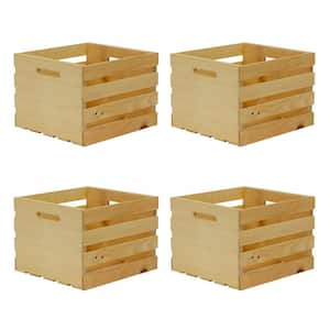 13.5 in. x 12.5 in. x 9.5 in. Medium Wood Crate (4-Pack)