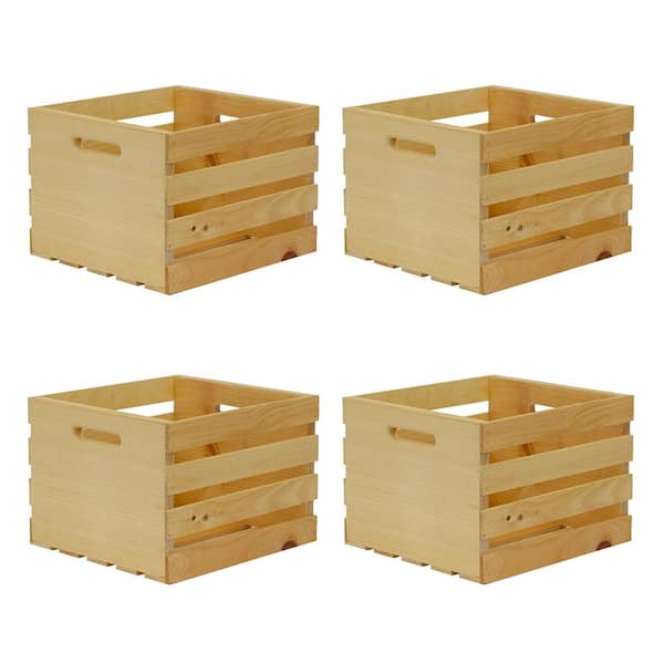 Crates & Pallet 13.5 in. x 12.5 in. x 9.5 in. Medium Wood Crate (4-Pack)