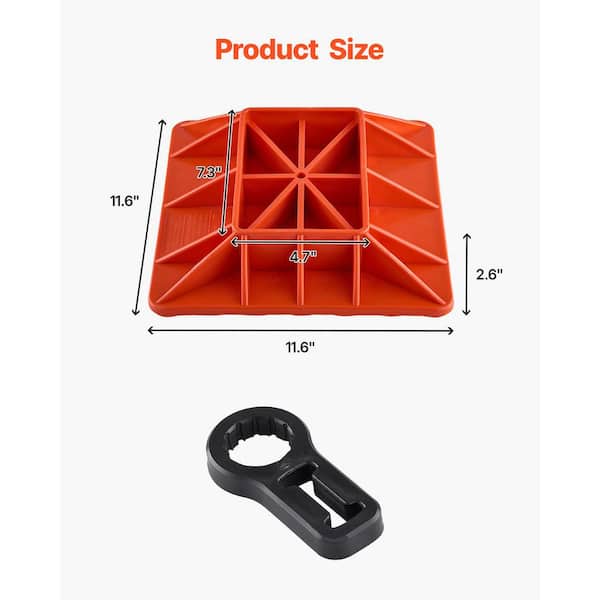High Lift Jack Base & Handle Keeper, 11.6 x 11.6 in. Off-Road Stand, 7,000 lbs. Capacity, Heavy-Duty Support, Red