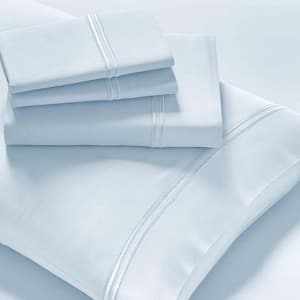 4-Piece 100% Tencel Lyocell Split King Bed Sheet Light Blue