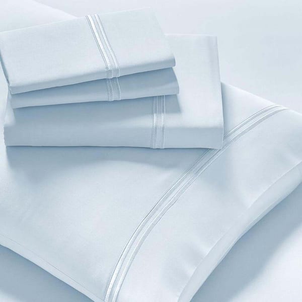 PRICELESS HOME 4-Piece 100% Tencel Lyocell Split King Bed Sheet Light Blue