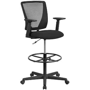 Fabric Adjustable Height Ergonomic Drafting Chair in Black