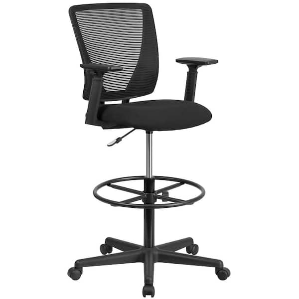 Carnegy Avenue Fabric Adjustable Height Ergonomic Drafting Chair in Black