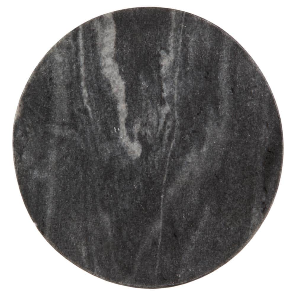 Black and White Marble Round Accent Table with Gold Metal Base