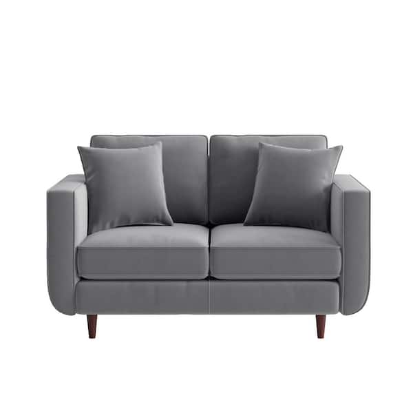 EVERGLADE HOME Carolina 59 in. Square Arm Velvet Straight in Gray