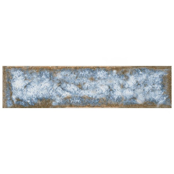 Merola Tile Gaudi React Brick Marina 2-3/8 in. x 9-3/8 in. Porcelain Floor and Wall Take Home Tile Sample