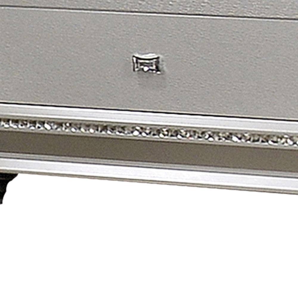 Kaitlyn Champagne Glam 2-Drawer Nightstand with Crystal Trim