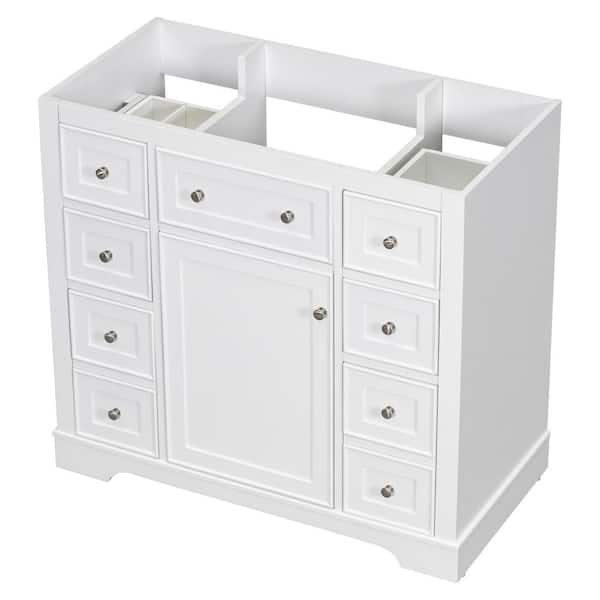 36 in. W x 17.9 in. D x 33.4 in. H Bath Vanity Cabinet without Top Solid Wood Frame Cabinet in White with Drawers