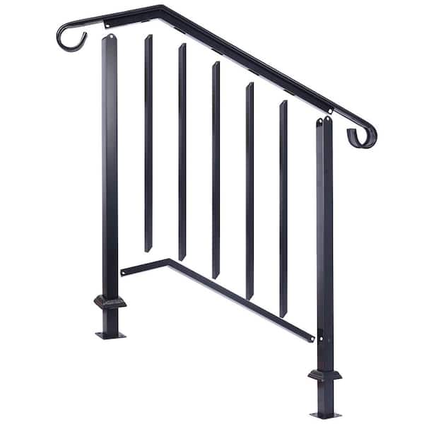 Angel Sar 48 in. H x 36 in. W Black Iron Stair Railing Kit, for Deck, Wrought Iron Deck Railing Kit and Porch Railing