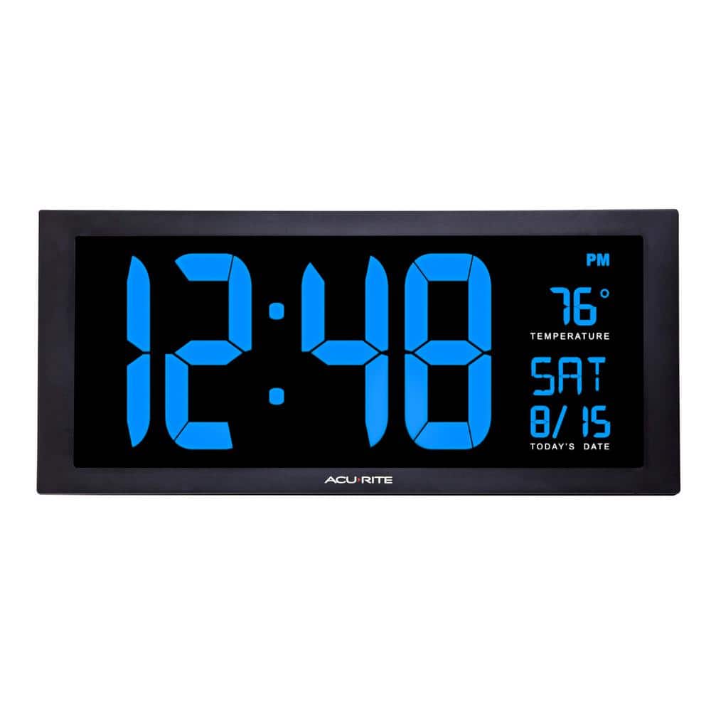LED Digital Wall Clock with Datum-&temperaturanzeige Noiselessly 32x32x3cm Blue 