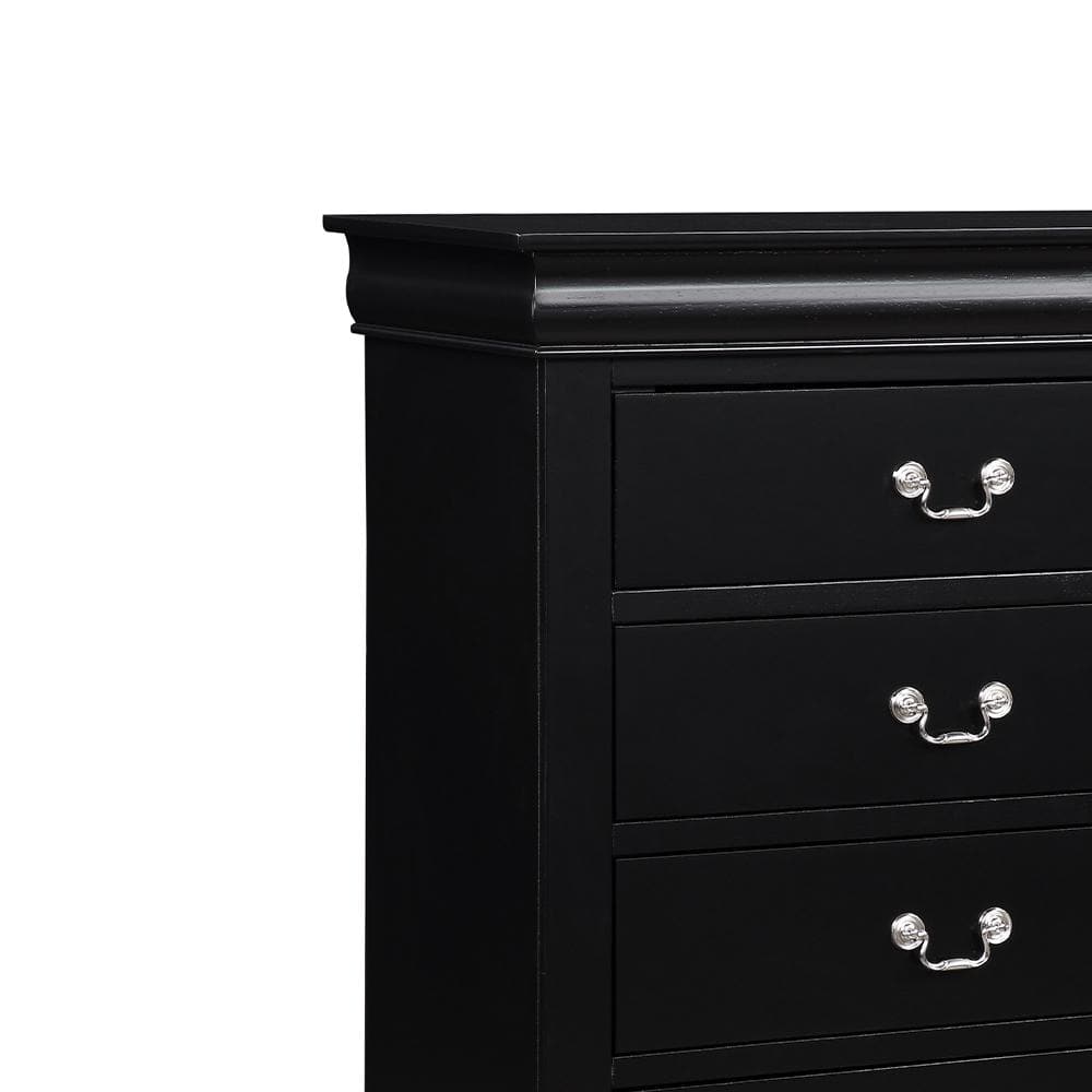 Black Pine Wood Chest with Dovetail Drawers