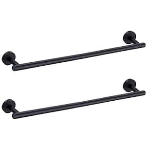 Bathroom 24 in. Wall Mounted Towel Bar Towel Holder in Stainless Steel Matte Black ( (2-Pack) )