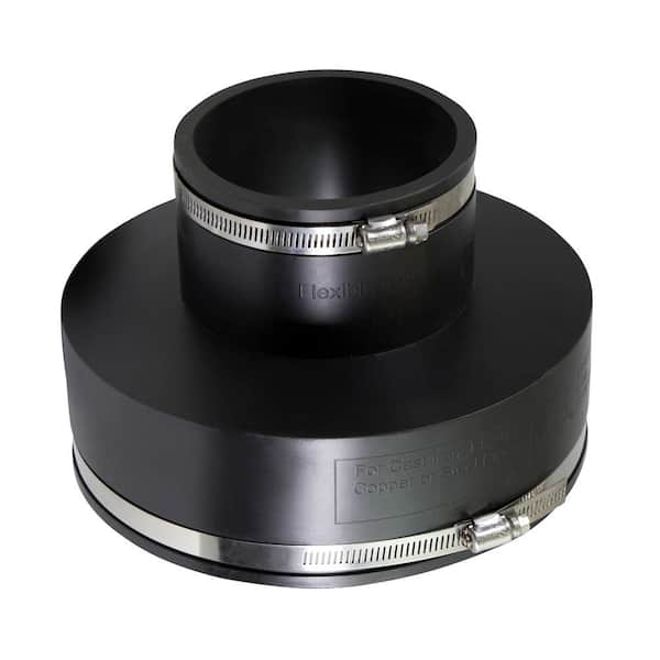 PLUMBFLEX 8 in. x 4 in. PVC Flexible Reducing Coupling with Stainless Steel Clamps