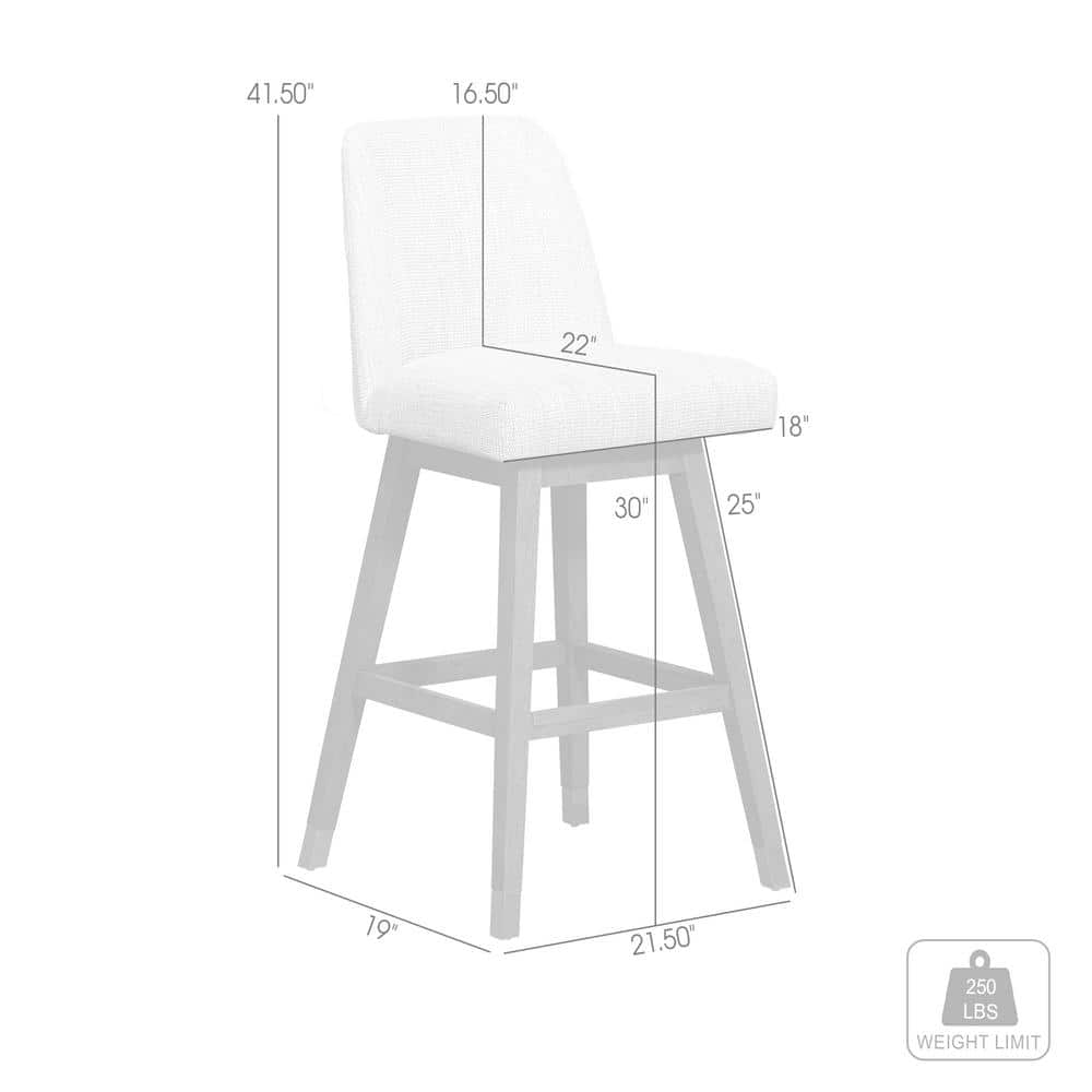 Amalie Beige Fabric Swivel Bar Stool with Brown Oak Wood Finish