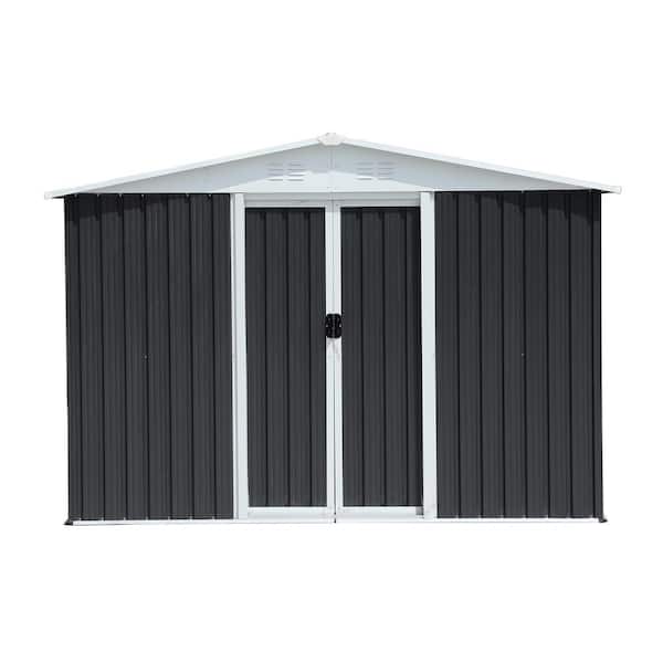 Siavonce 10 FT x 8 FT Metal Anti-Corrosion Utility Tool House with Lockable Door, Windows and Aluminum Alloy Frame, 70 sq ft