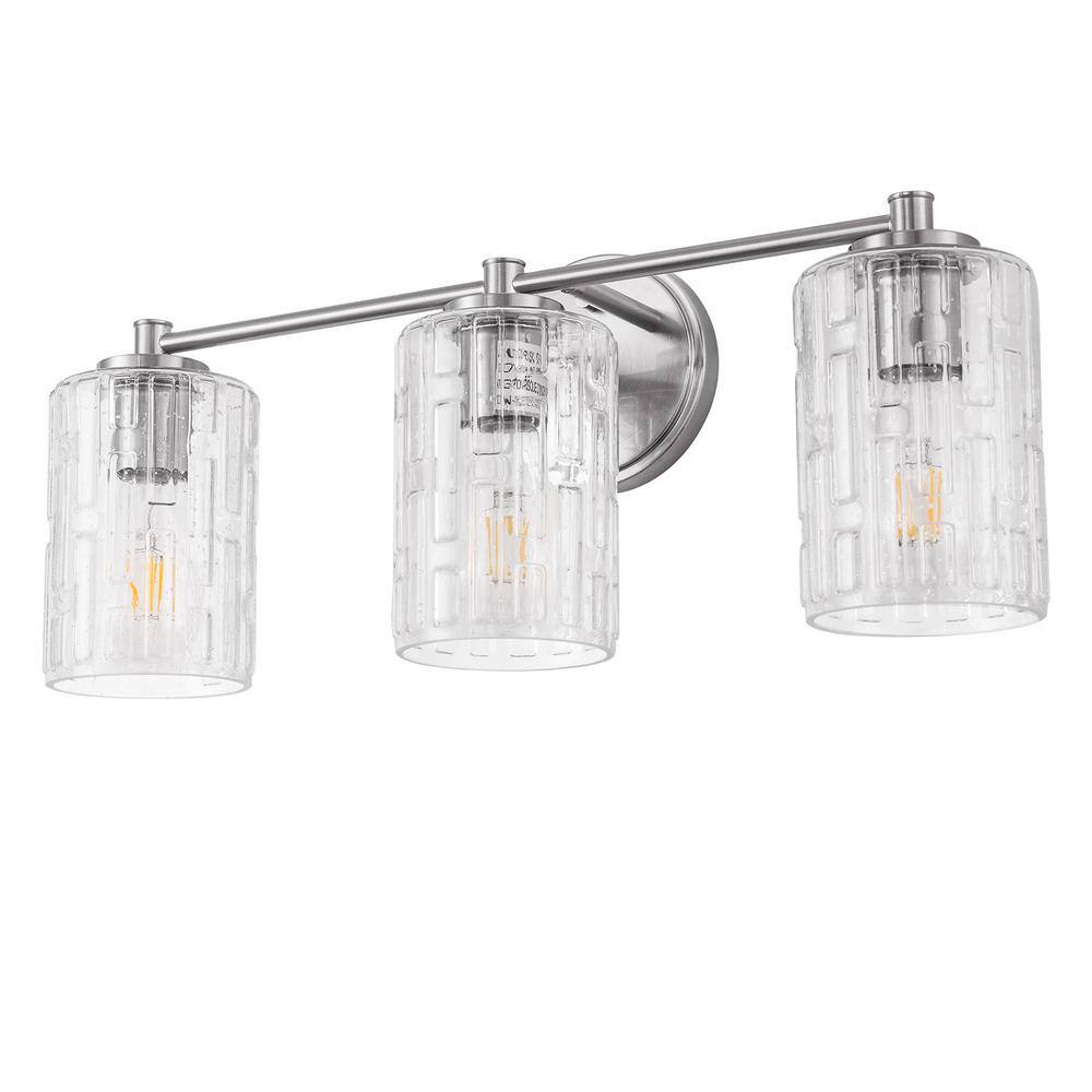 20 in. 3-Light Polished Nickel Bathroom Vanity Light Fixture with Seedy Glass Shades, Modern Dimmable Lighting price history on PriceWatchPro