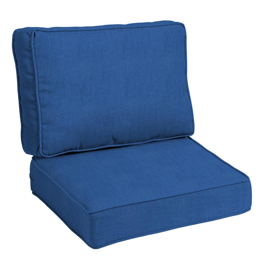 ARDEN SELECTIONS 24 in. x 24 in. Modern Acrylic Outdoor Deep Seating Cushion Set in Lapis Blue
