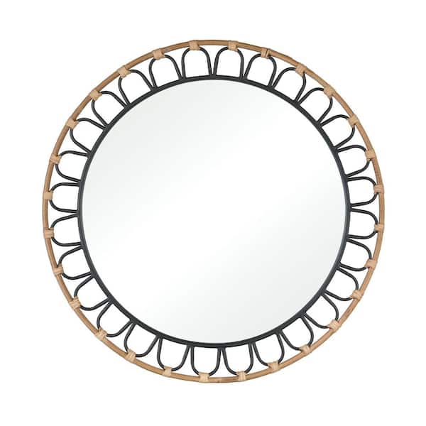 PRIVATE BRAND UNBRANDED Grenata Medium Round Rattan Wall Mirror (25" Diameter)
