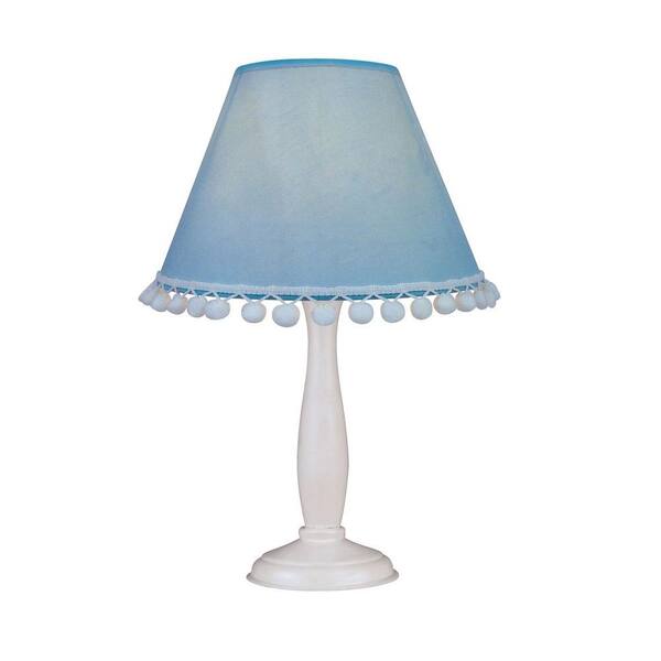 Illumine Designer Collection 14 in. White Table Lamp with White Fabric Shade