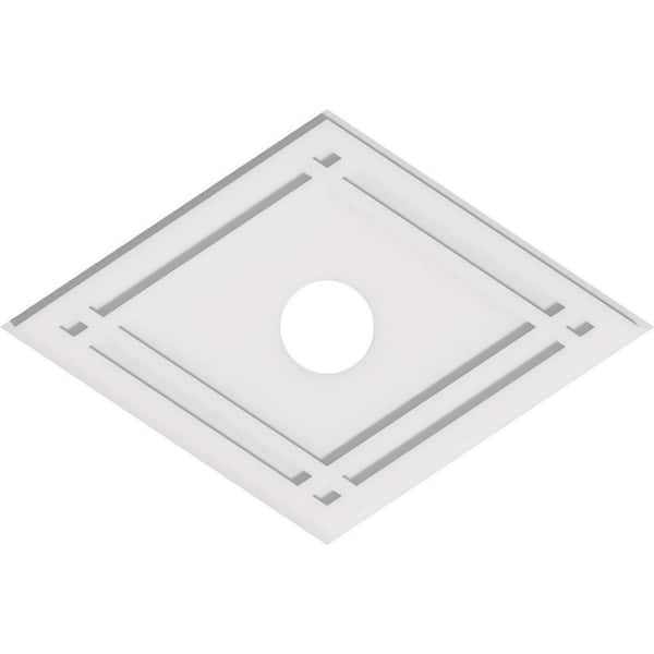 Ekena Millwork 28 in. W x 18-5/8 in. H x 4 in. ID x 1 in. P Diamond Architectural Grade PVC Contemporary Ceiling Medallion
