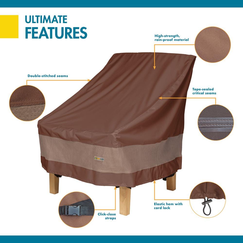 Mocha Cappuccino Waterproof Patio Chair Covers, 36 Inch, 2 Pack