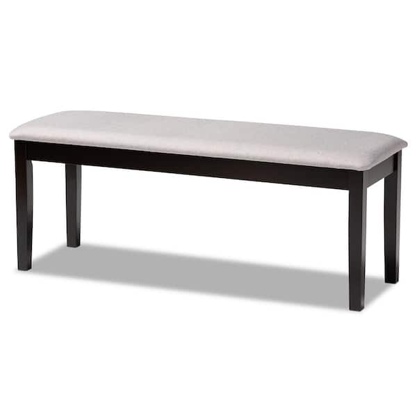 Baxton Studio Teresa Grey and Dark Brown Fabric Dining Bench 170