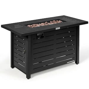42 in. Rectangular Metal Propane Gas Fire Pit 60,000 Btu Heater Outdoor Table W/Cover