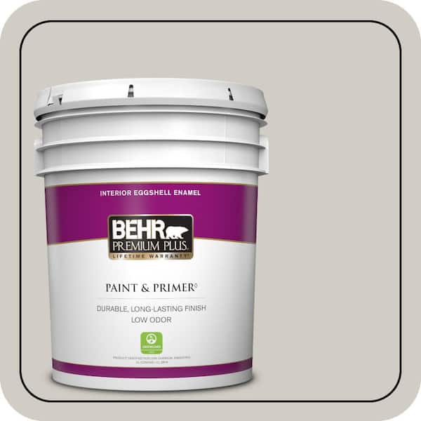 BEHR PREMIUM PLUS 5 gal. Home Decorators Collection #HDC-NT-20 Cotton Grey Eggshell Enamel Low Odor Interior Paint & Primer