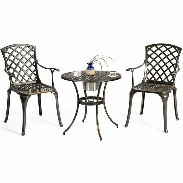 Casainc Black Aluminum Outdoor Dining, Black Aluminum Bistro Chairs