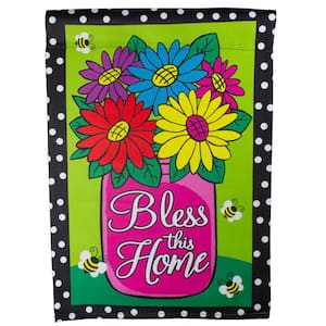 12.5 in. x 18 in. Bless This Home Bouquet with Vase Outdoor Garden Flag