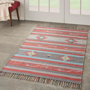 Baja Grey/Red 5 ft. x 7 ft. Tribal Transitional Area Rug