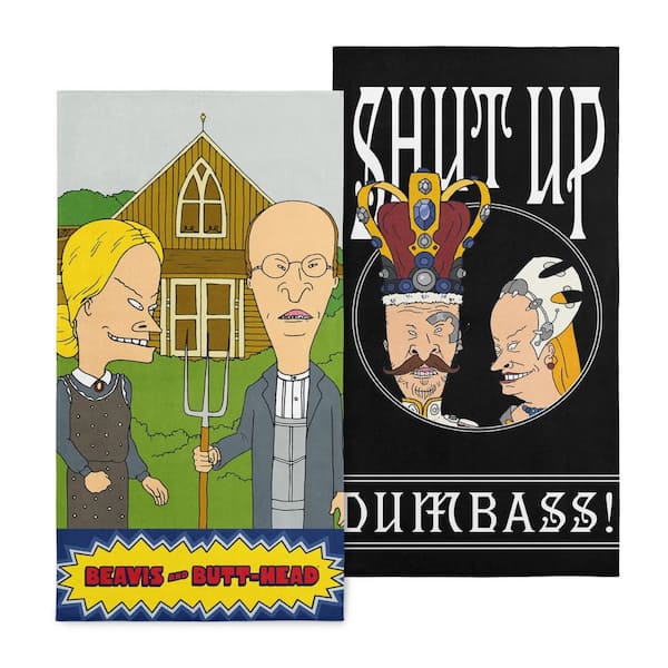THE NORTHWEST GROUP Beavis & Butt-Head B Gothic Rules Shut Up 2PK Cotton/Polyester Blend Graphic Beach Towel Set