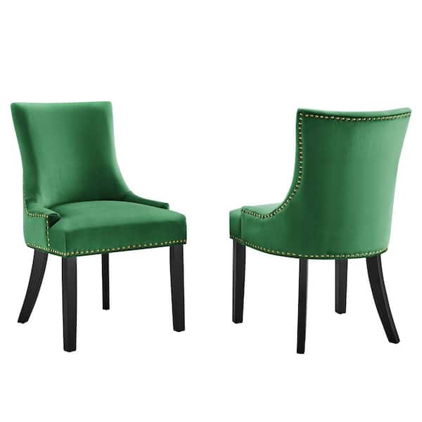 MODWAY Marquis Emerald Performance Velvet Nailhead Trim Dining Side Chairs (Set of 2)