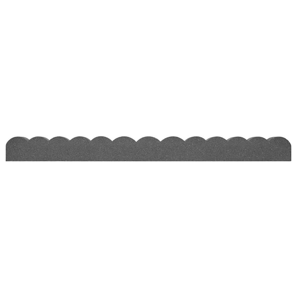 4 in. H x 47 in. L x 2 in. W Scallop Recycled Rubber Garden Border and Edging in Grey, 2-Pack