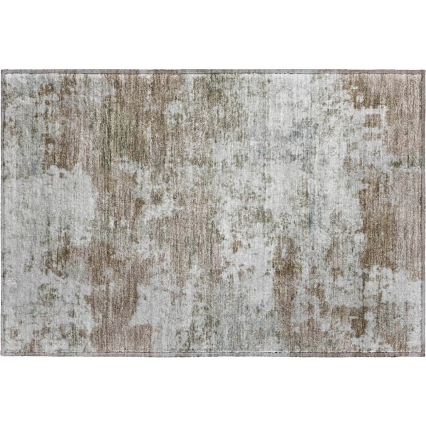 Mayfield Premium Machine Washable Abstract AMF2366 Brown 3 ft. x 4 ft. Area Rug