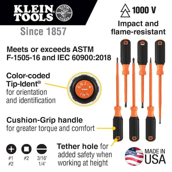 Screwdriver Set, 1000 Volt Insulated, 6-Piece