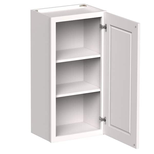 18 in. W x 12 in. D x 36 in. H HDF Ready to Assemble Standard Wall Cabinet Kitchen Cabinet in White w/ 1 Door 2 Shelves