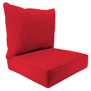 Sunbrella 24" x 24" Jockey Red Solid Rectangular Boxed Edge Outdoor Deep Seating Chair Seat and Back Cushion Set