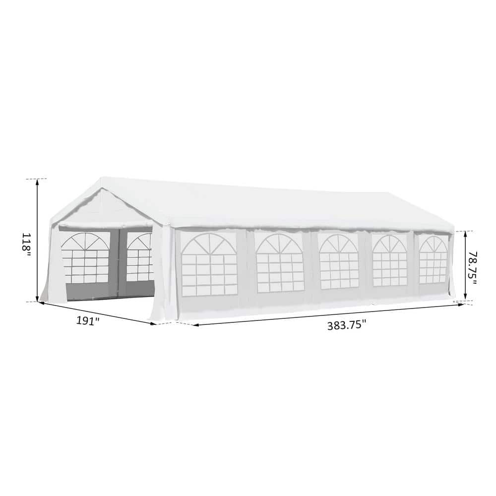 Outsunny White 16' x 32' Heavy Duty Party Tent with Removable Sidewalls