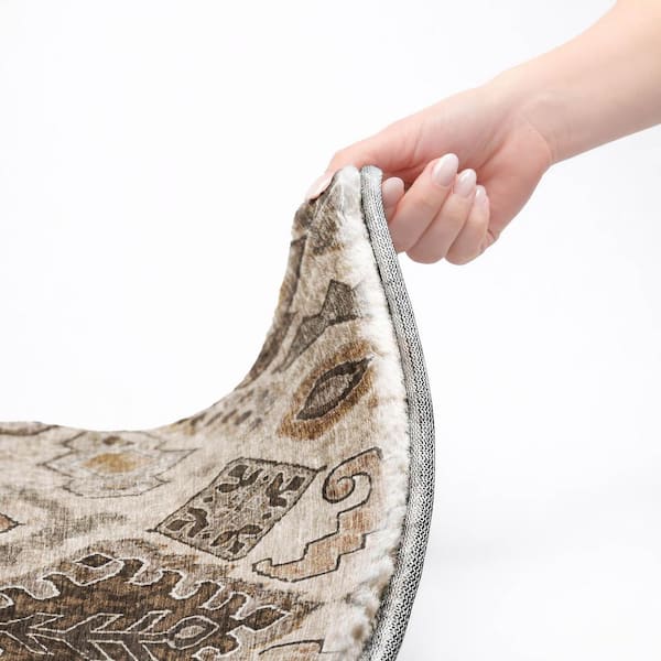 Dream Shag Premium Machine Washable Abstract ADS775 Brown 3 ft. x 5 ft. Area Rug