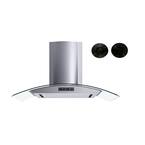 36 in. Convertible Wall Mount Range Hood with Mesh Filter, Charcoal Filters and Stainless Steel Panel
