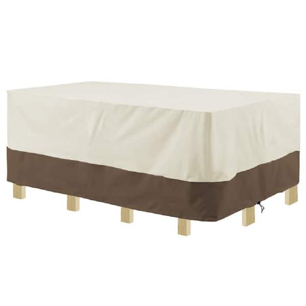 Shatex Waterproof Patio Furniture Cover Silver-coated Table and Chair Set Cover 112 in. L x 84 in. W x 28 in. H Beige Coffee