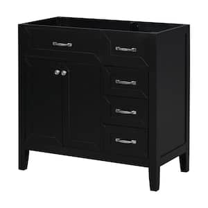 35.50 in. W. x 17.70 in. D x 35.00 in. H Bath Vanity Cabinet without Top in Black, with 2-Doors and 3-Drawers