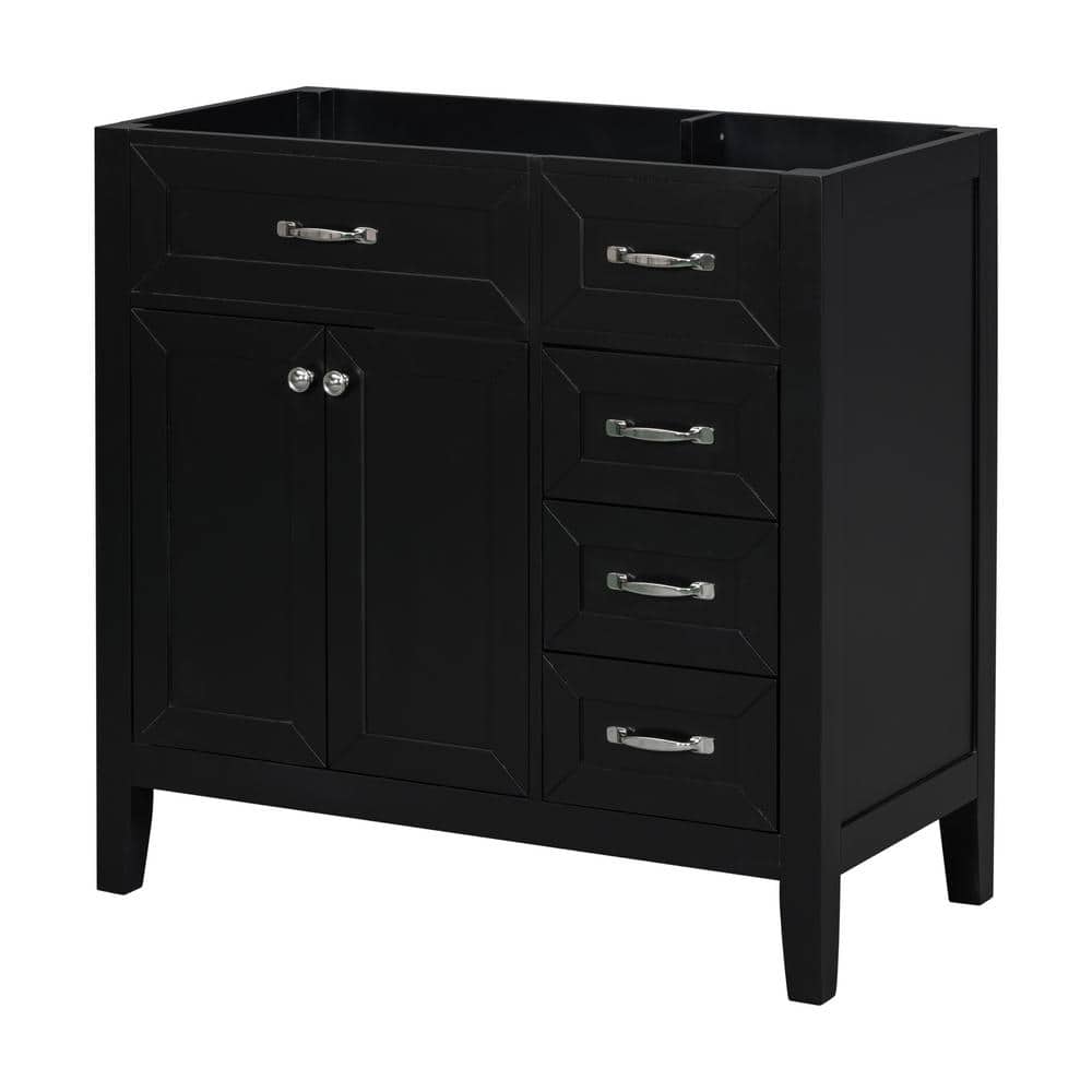 35.50 in. W. x 17.70 in. D x 35.00 in. H Bath Vanity Cabinet without Top in Black, with 2-Doors and 3-Drawers price history on PriceWatchPro