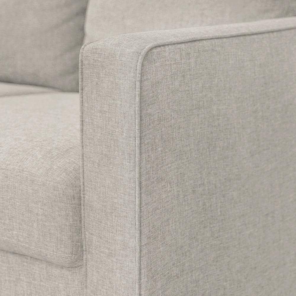 Fog Grey Polyester 2-Seat Square Arm Loveseat with Wood Finish