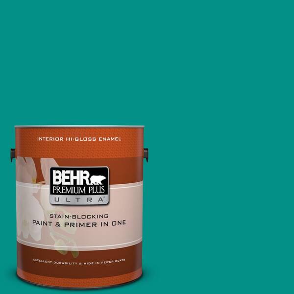 BEHR Premium Plus Ultra 1 gal. #490B-6 Emerald Coast Hi-Gloss Enamel Interior Paint and Primer in One