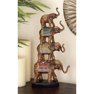 Brown Polystone Elephant Sculpture