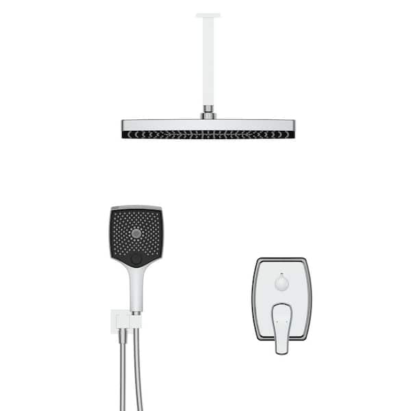 Tahanbath Antique Single Handle 3-Spray Square High Pressure Shower Faucet in Chrome (Valve Included)