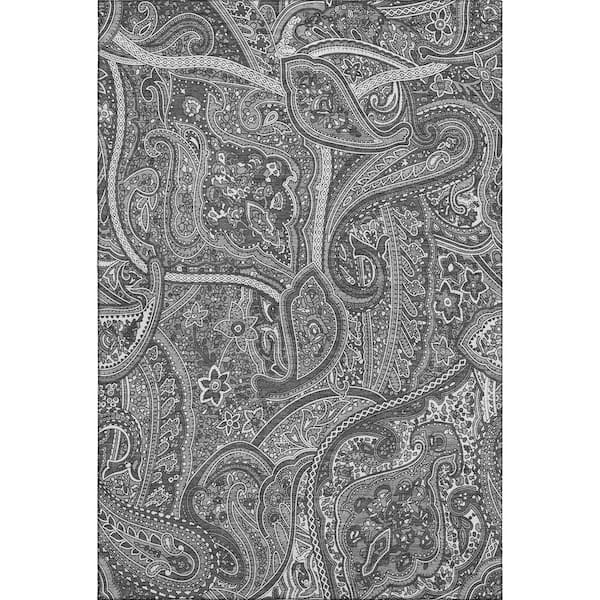 Mayfield Premium Machine Washable Indoor/Outdoor Geometric AMF623 Gray 10 ft. x 14 ft. Area Rug