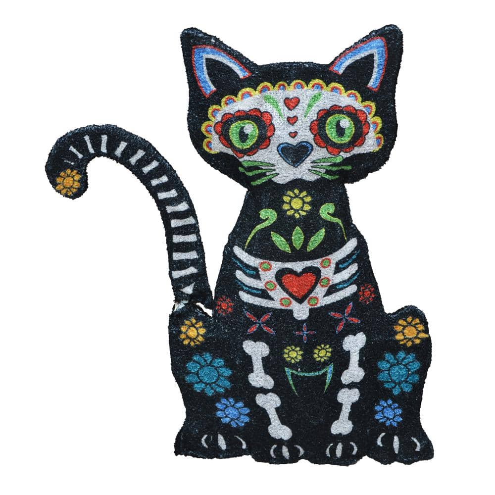 Spooky Town 18 in. Day Of The Dead Cat Outdoor 2D LED AC Plug-In Yard Decor